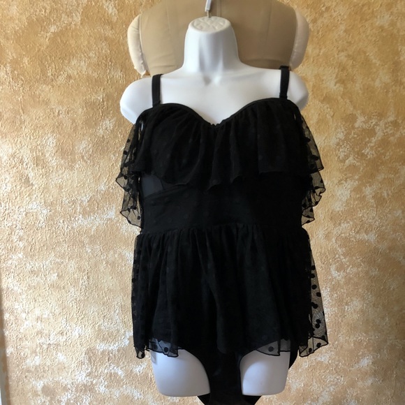 torrid swim mesh dot off the shoulder